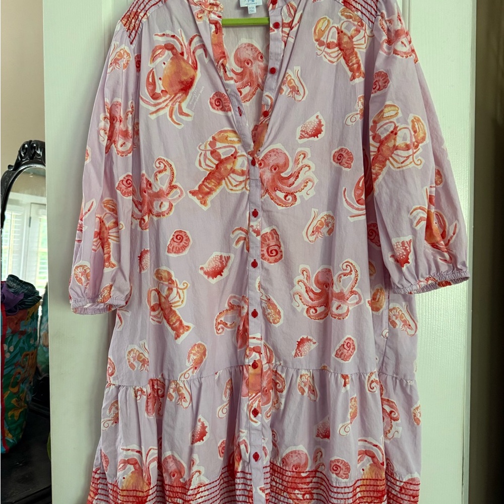 Sewing Down South Pink and Orange Sea Life Print Dress